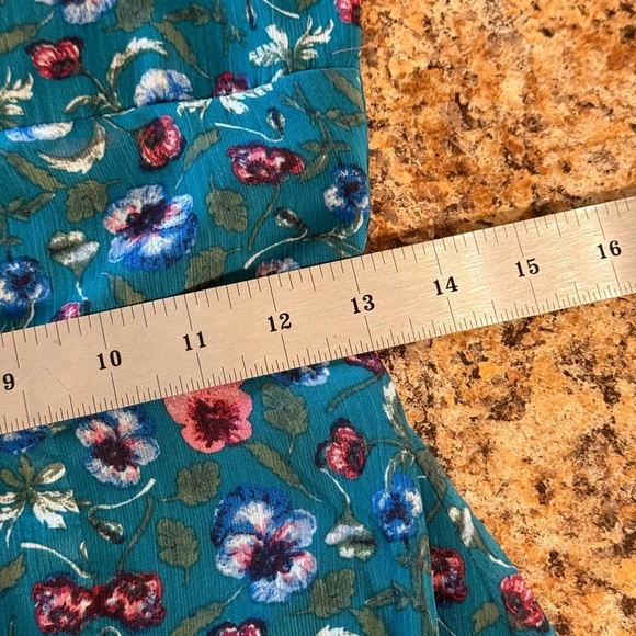 Francesca's Collections Green Boho Cottage Dress Size Small No Stretch Midi Zip - Picture 12 of 15